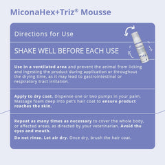 Close-up of dog coat with MiconaHex+Triz Mousse in use for grooming comfort
