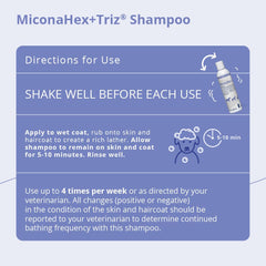 MiconaHex+Triz shampoo dog application showing grooming-friendly use.