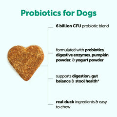 Micro Ingredients Probiotics for Dogs soft-chews-closeup shows savory duck flavor dogs enjoy
