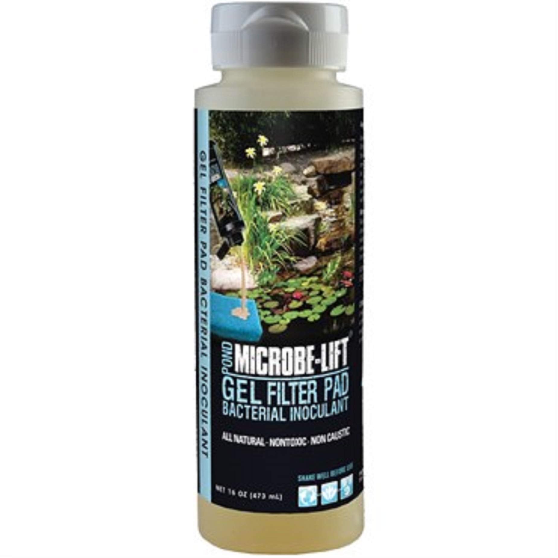 Microbe Lift pond gel applied to a filter pad for stable startup and ongoing bacteria balance
