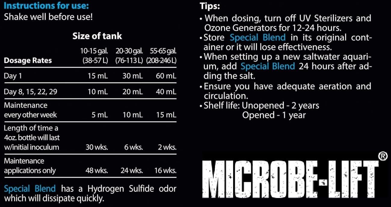MICROBE-LIFT Special Blend weekly dosing setup illustrating simple maintenance routine.