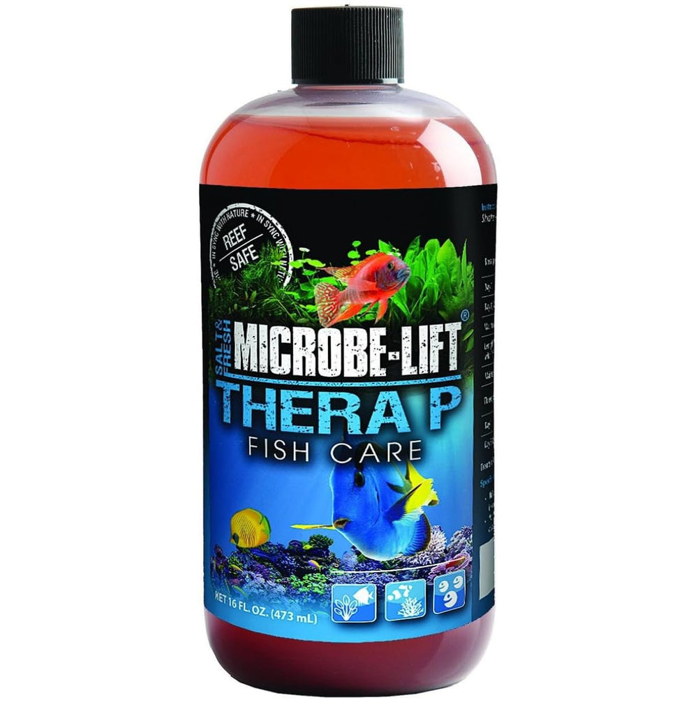 MICROBE-LIFT TheraP16 freshwater tank scene showing stable water and thriving fish