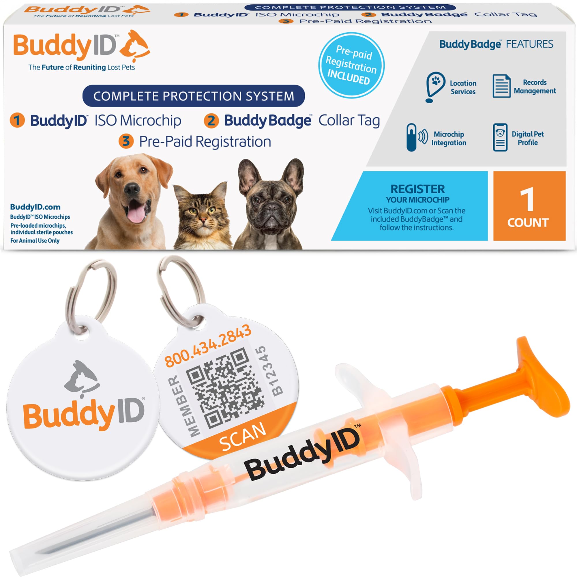 Microchip ID For the Animal World BuddyID mini microchip close-up for quick pet identification