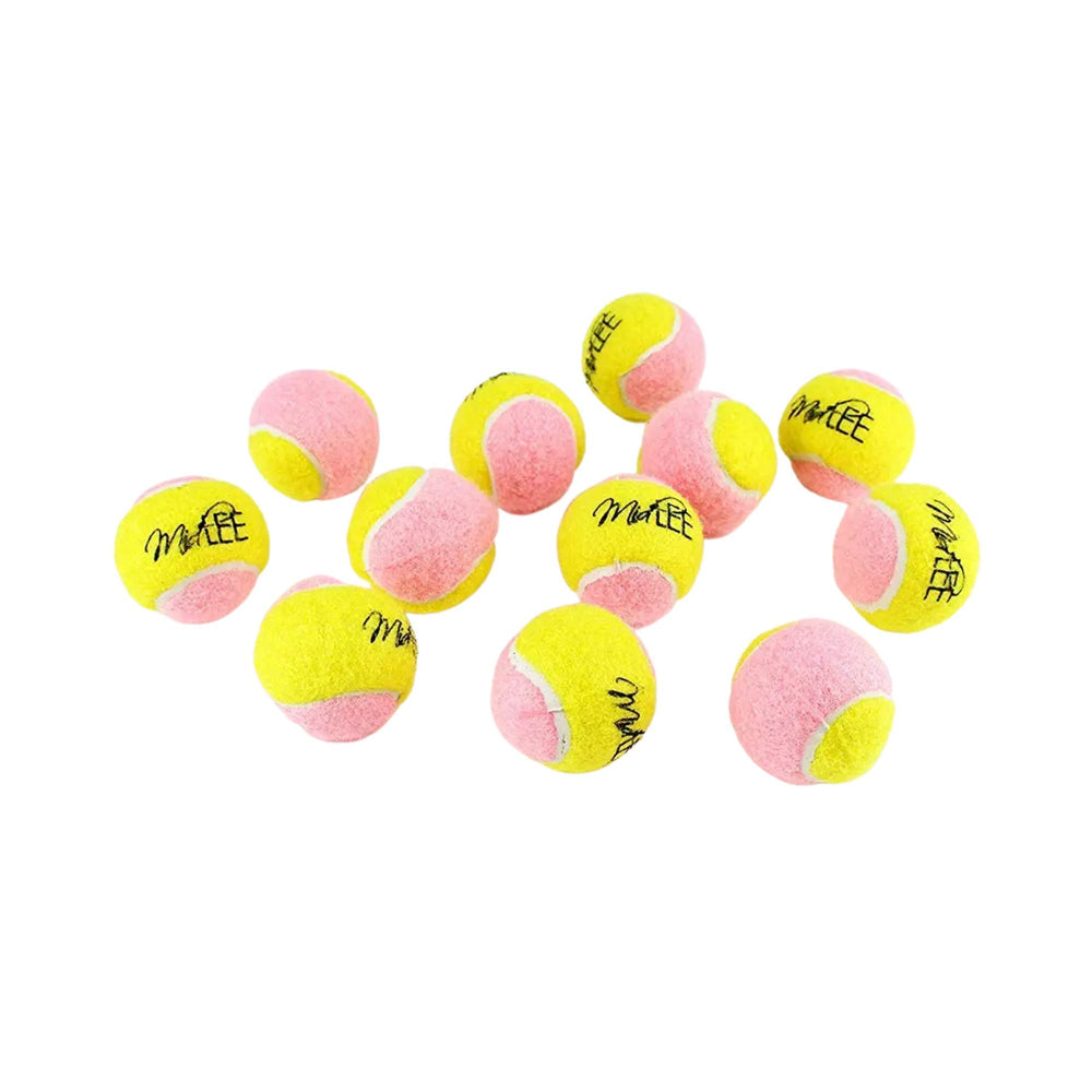 Midlee dog tennis ball 1.5 inch yellow pink, easy for small mouths