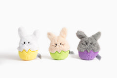 Midlee Easter Bunny Egg Dog Toy Set front view for interactive play and cuddling.