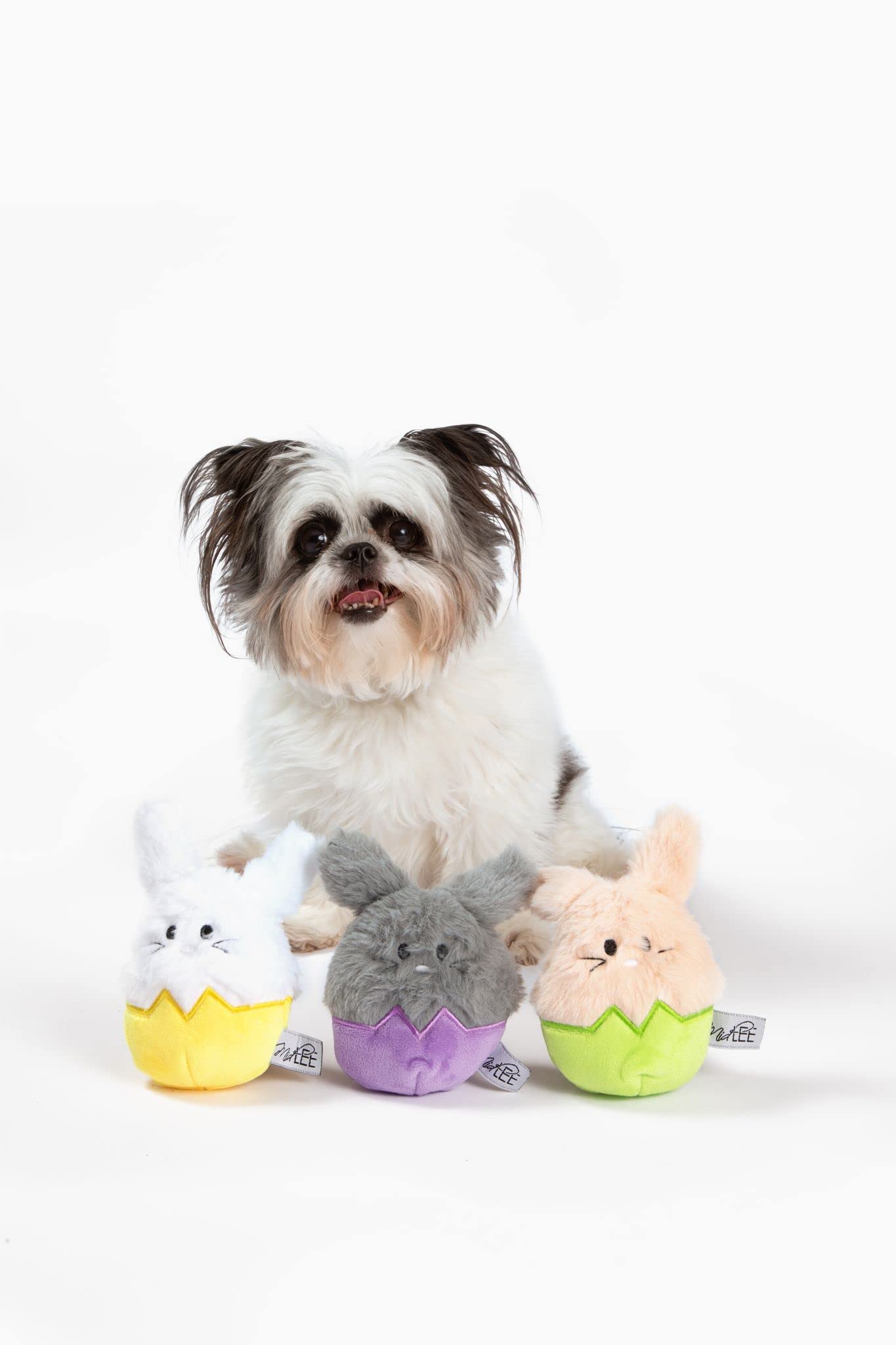 Midlee Easter Bunny Egg Dog Toy Set soft fabric for gentle snuggles and fetch.