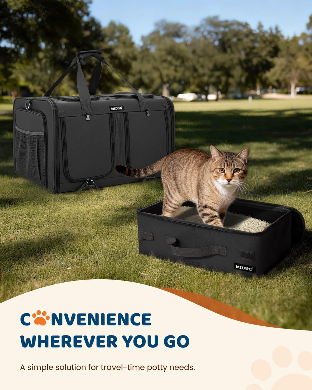 MIDOG car-seatbelt loops secure the carrier in your vehicle.