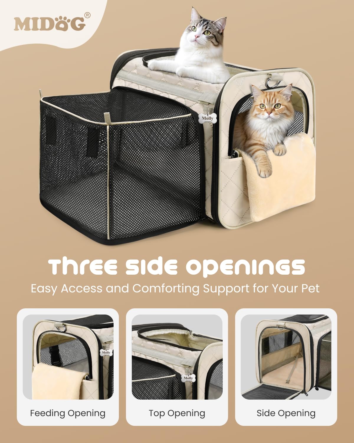 MIDOG cat carrier soft breathable window lets cats peek safely