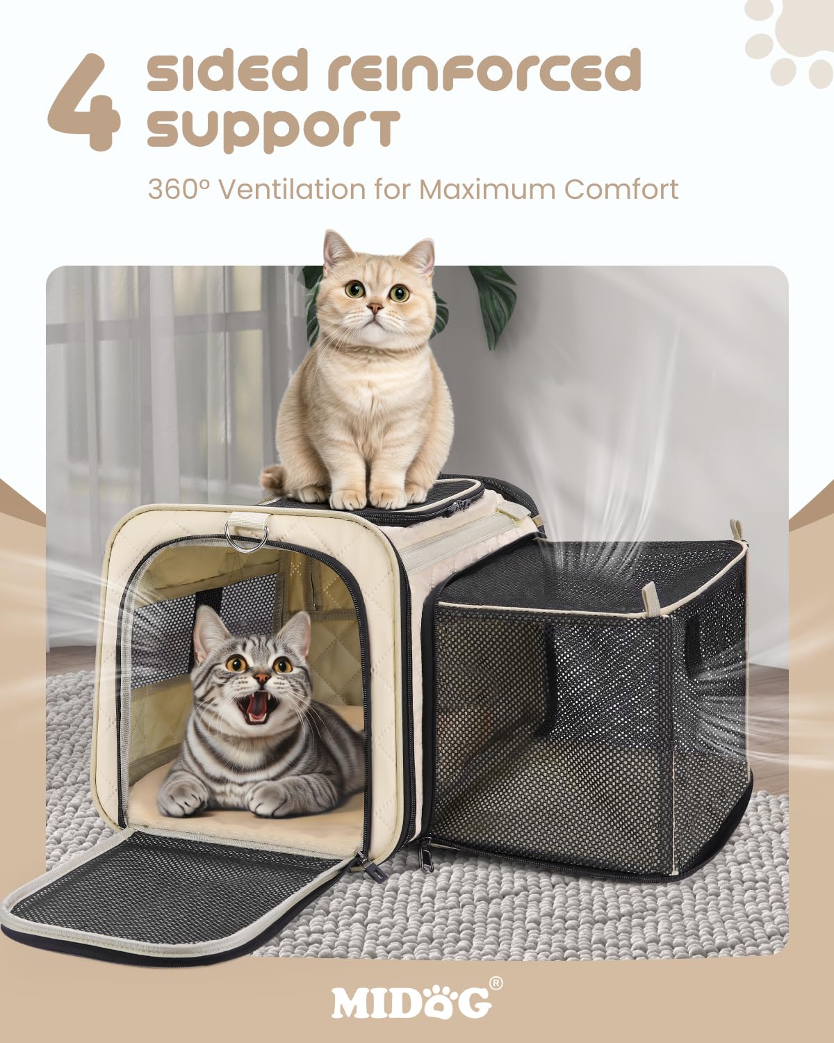 MIDOG suitable for small to medium cats up to 15 lbs on trips.