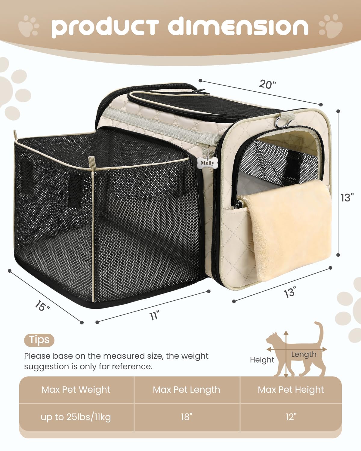 MIDOG cat carrier soft collapsible travel bag keeps gear organized