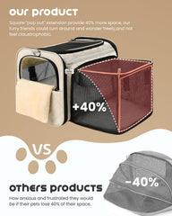 MIDOG cat carrier soft square expansion adds room for cats to stretch
