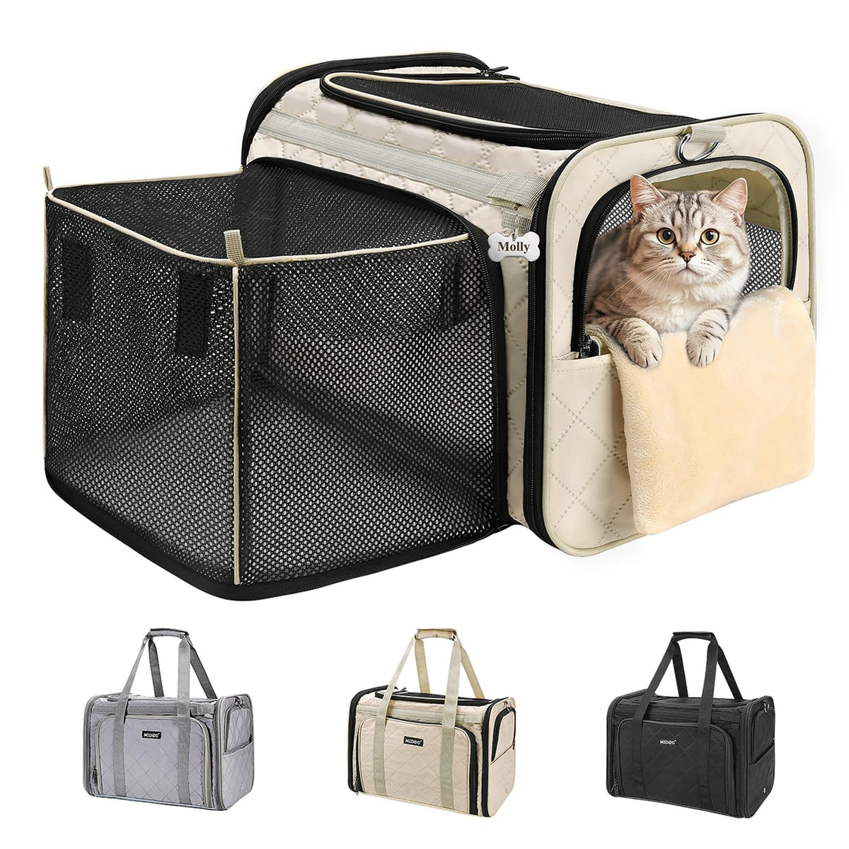MIDOG cat carrier soft under-seat design ensures easy in-flight storage