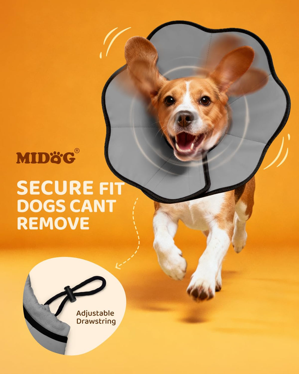 MIDOG reinforced-stitching-cone designed to resist wear while protecting wounds.