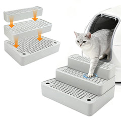 Midollarle adjustable cat ramp with 3 steps for easy litter box access, grey finish