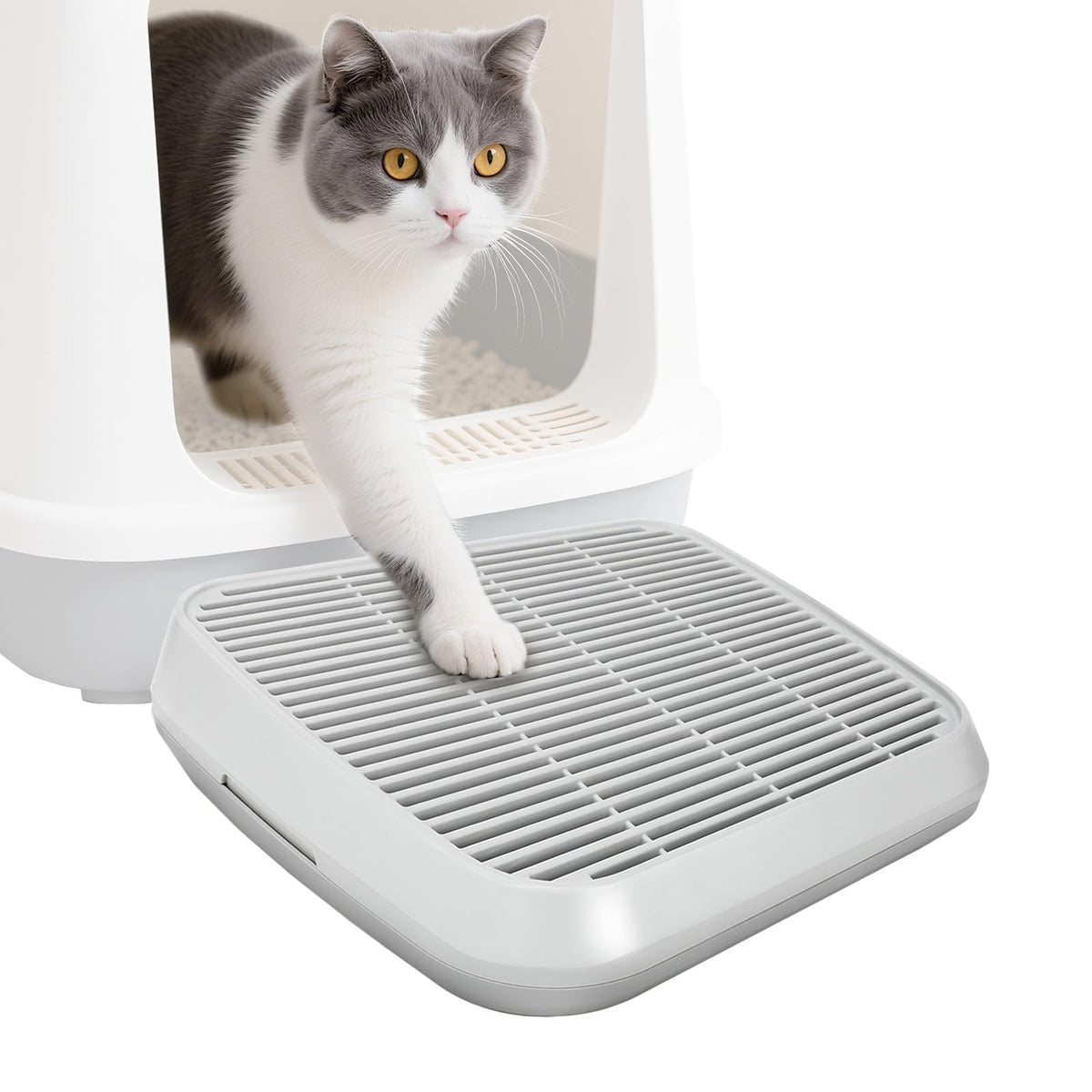 Midollarle cat ramp grey: angled view shows easy access for kittens and seniors.
