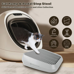 Midollarle cat ramp grey entry side: stable, non-slip grip for safe litter-box climbs.