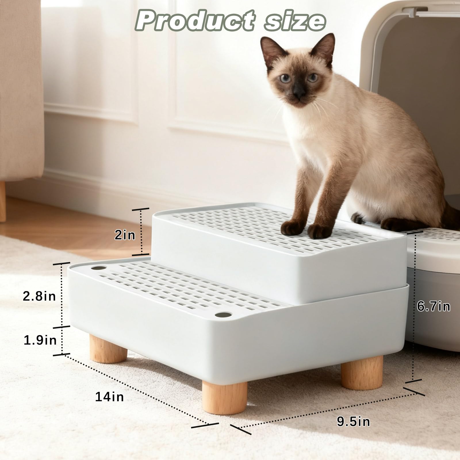 Midollarle Elevated Cat Ramp fits open, covered, and self-cleaning litter boxes