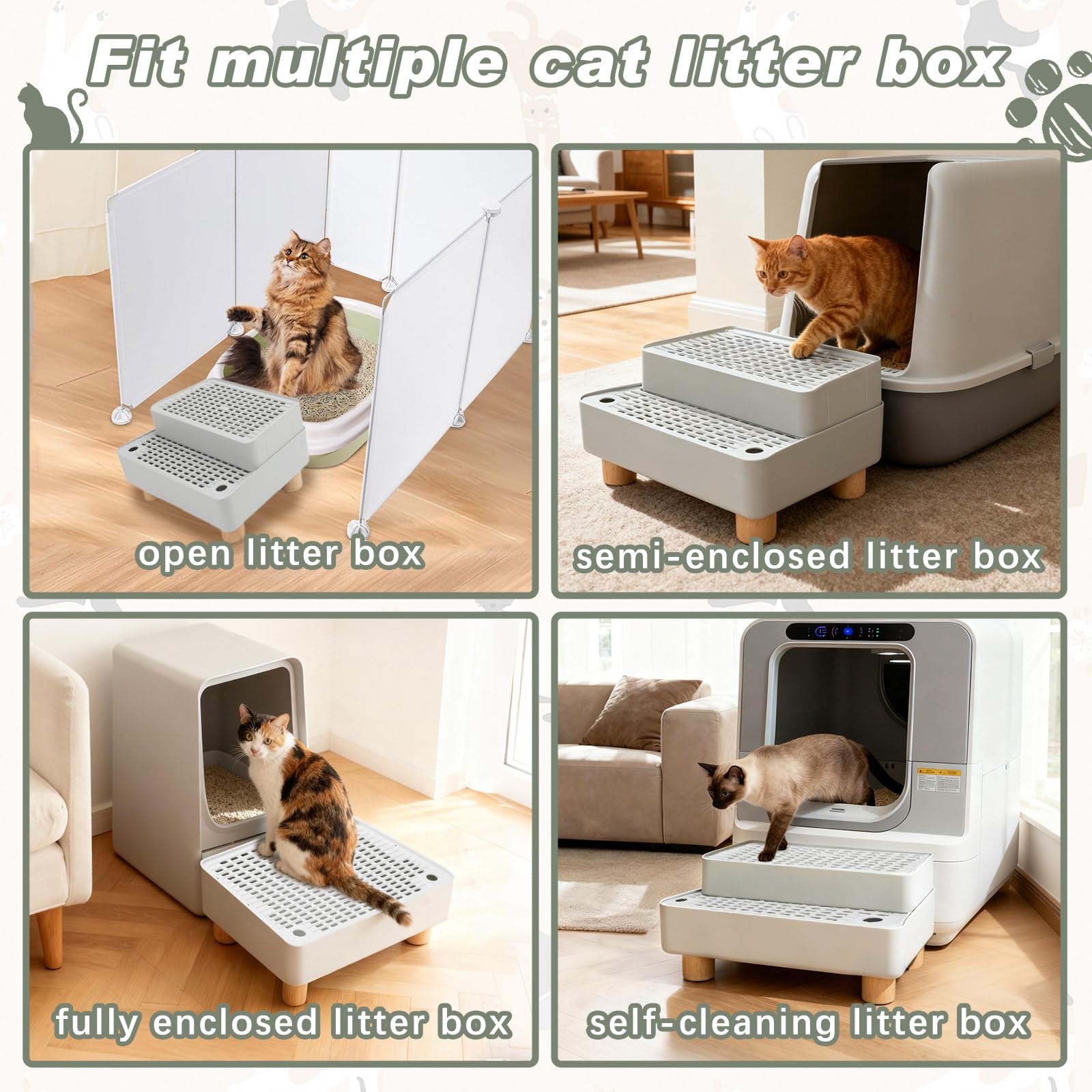 Midollarle Elevated Cat Ramp non-slip pads prevent slipping during climbs