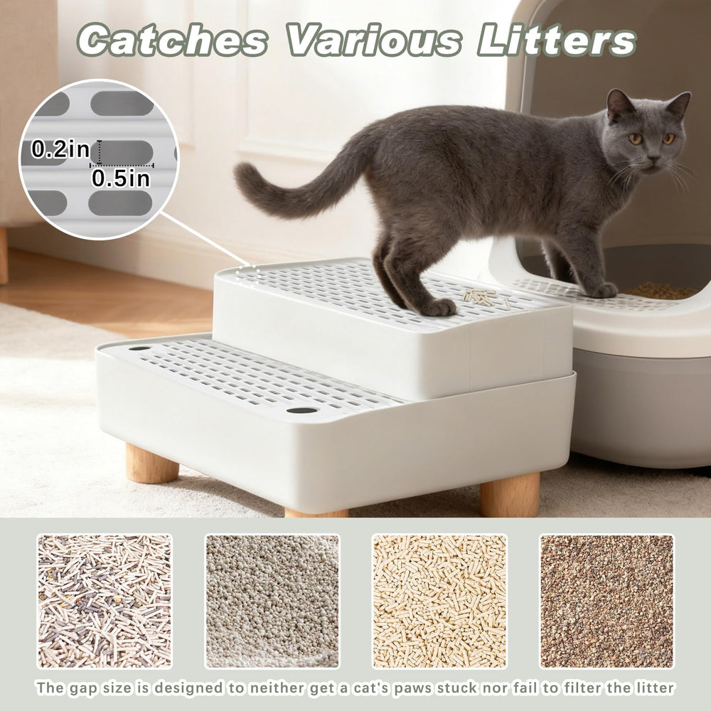 Midollarle Elevated Cat Ramp wooden footrests provide stable footing on smooth floors