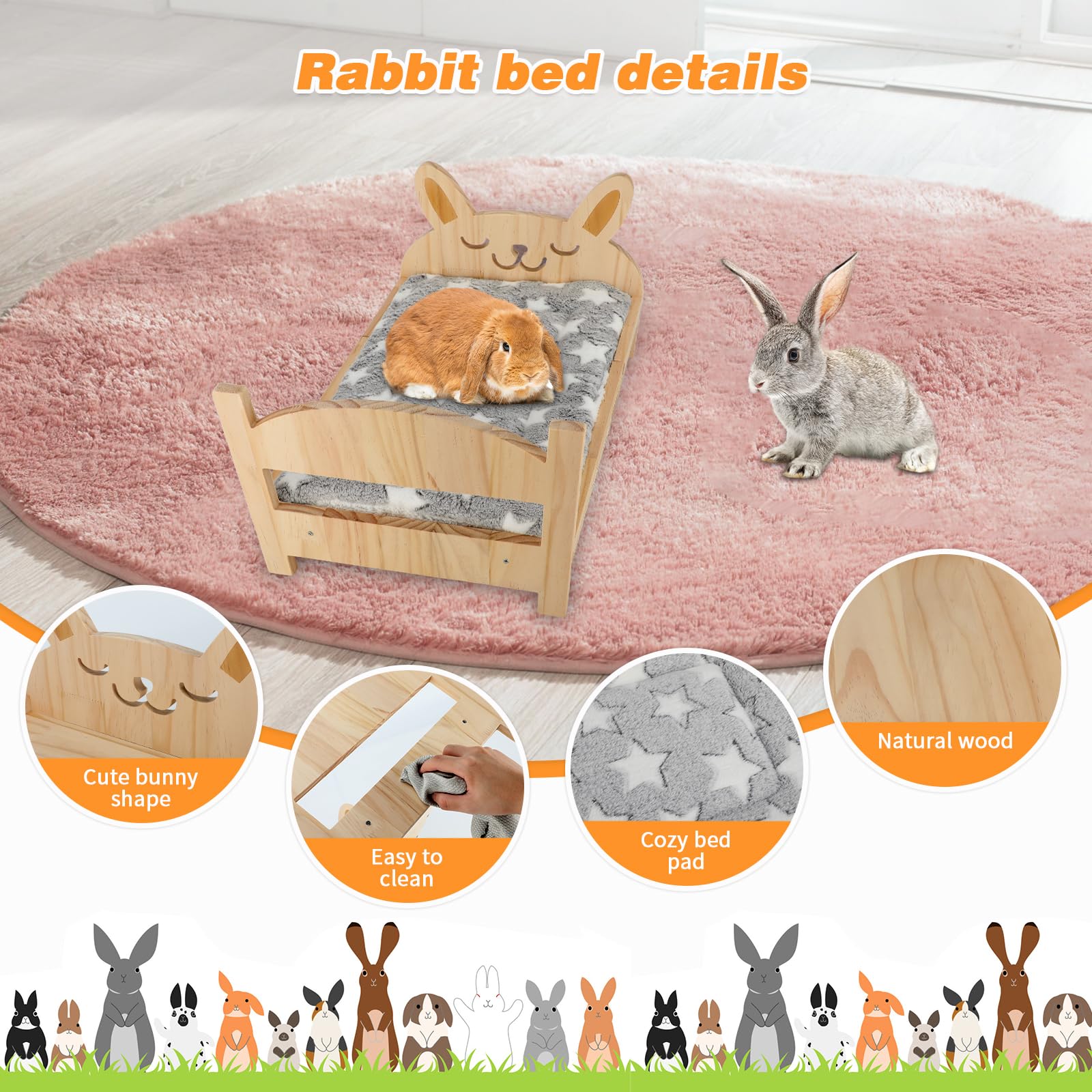 Midollarle elevated wooden bed promotes ventilation and dryness.