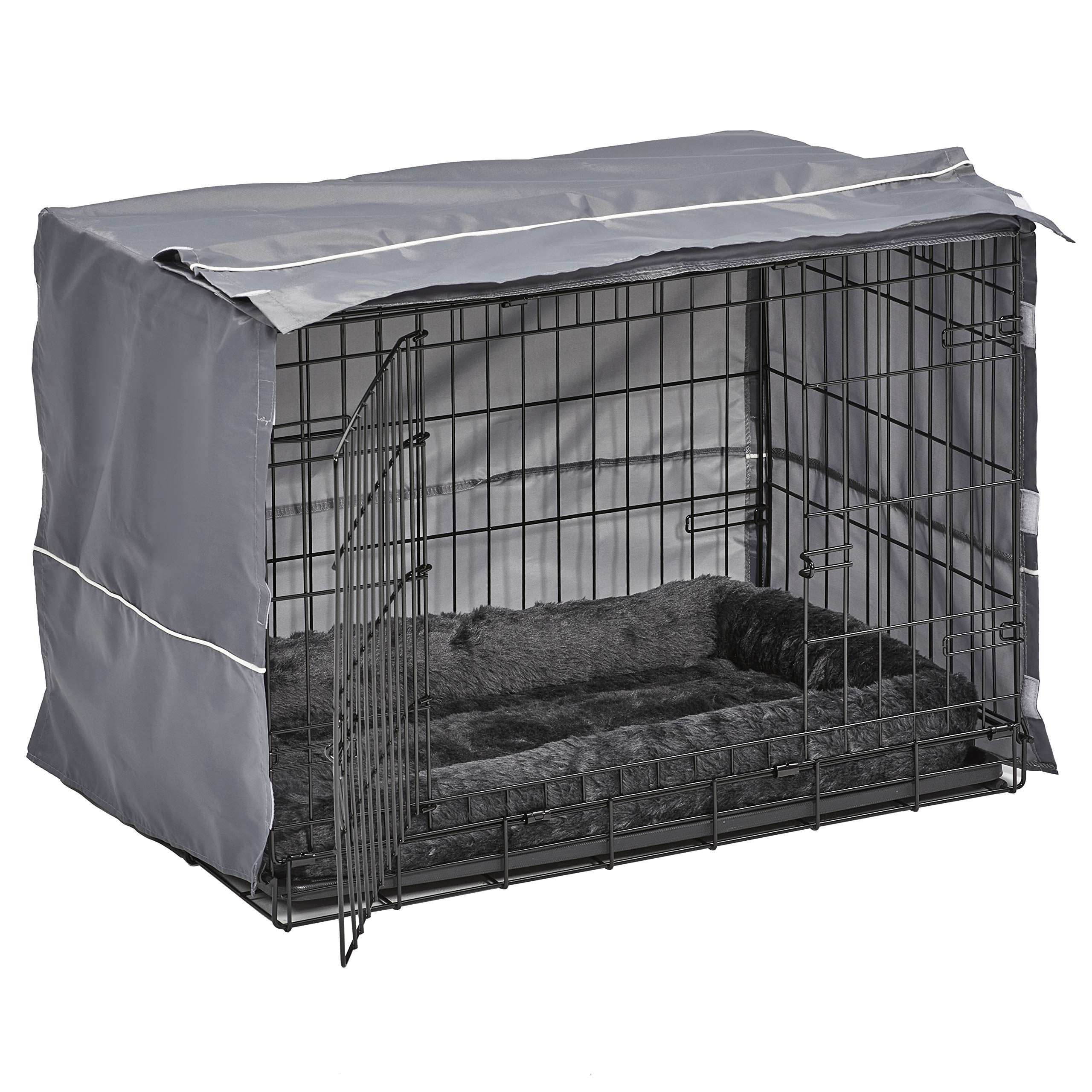 MidWest crate cover in gray is waterproof and washable for cleaning.