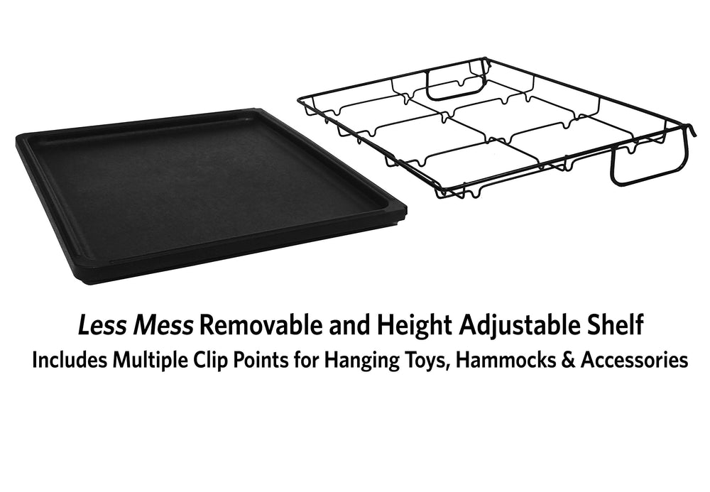 Removable pan on 142SHELF enables quick cleaning