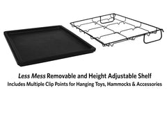 Removable pan on 142SHELF enables quick cleaning