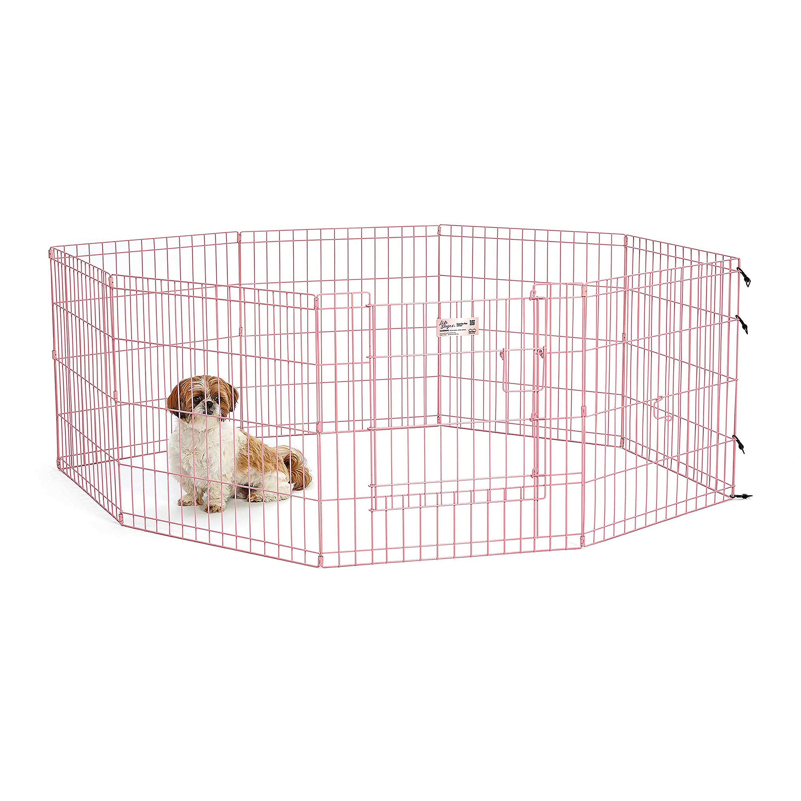 MidWest Homes for Pets 24-Inch Exercise Pen assembled panels enable quick setup for indoor play.
