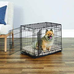 MidWest Homes for Pets double-door crate offers easy access and flexible placement.