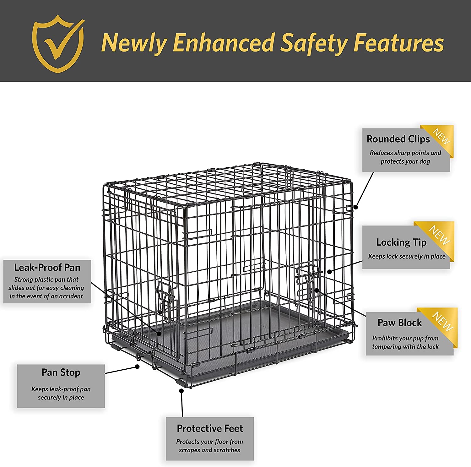 MidWest portable crate with carrying handle aids travel and storage.