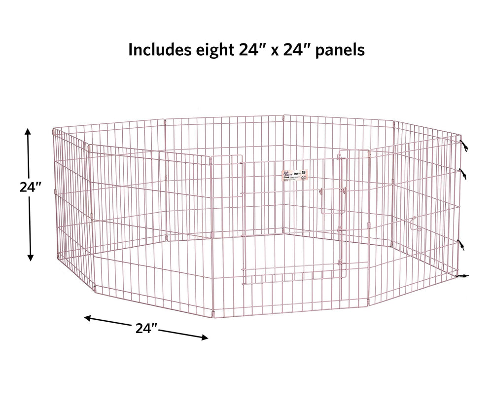 MidWest Homes for Pets exercise pen attaches to crates to expand living space.