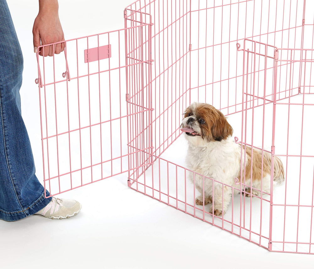MidWest Homes for Pets exercise pen large door opening provides convenient access during playtime.