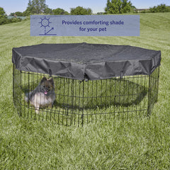 MidWest Homes for Pets exercise-pen mesh top installation demonstrates simple hook-and-loop setup.