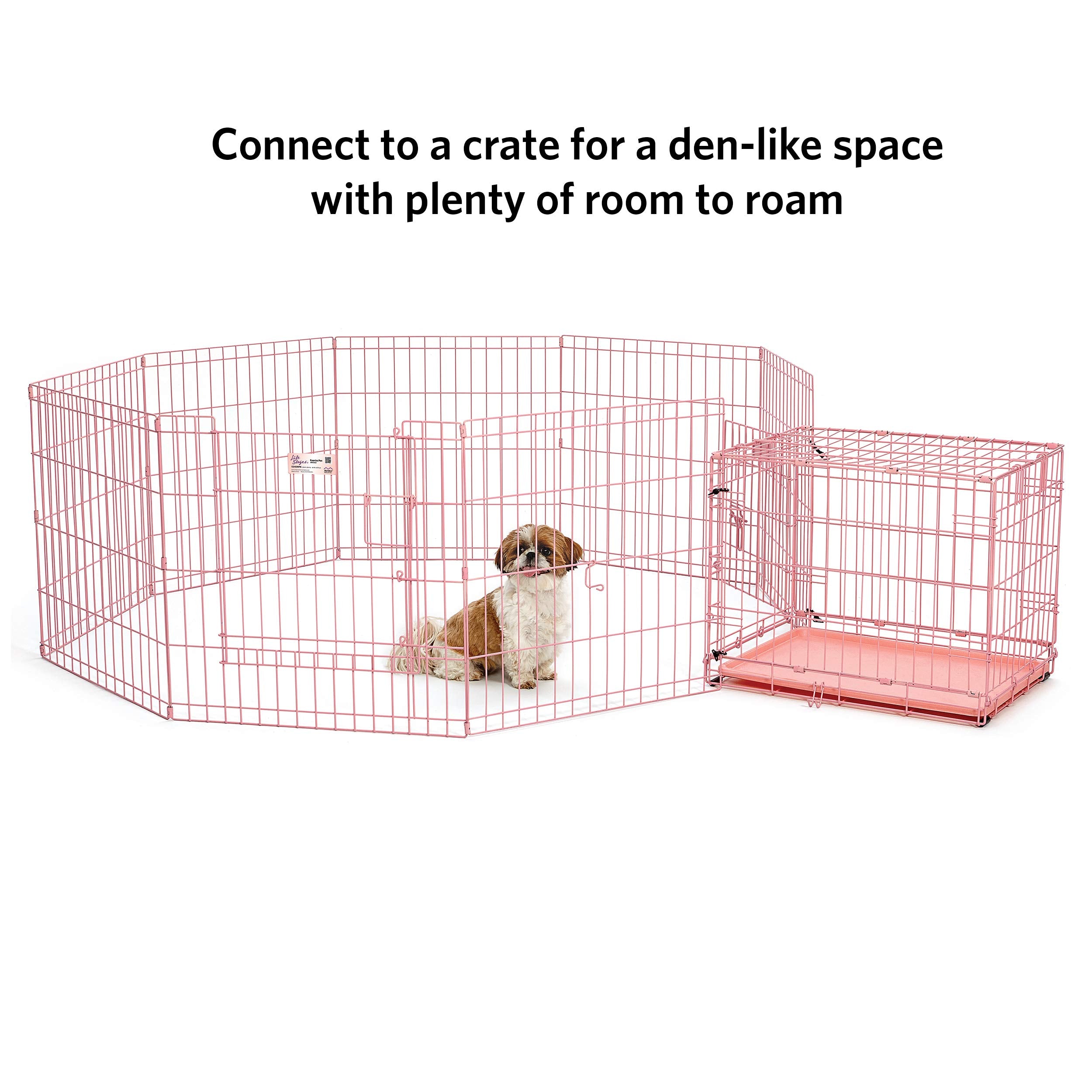 MidWest Homes for Pets exercise pen with ground anchors stays stable outdoors.
