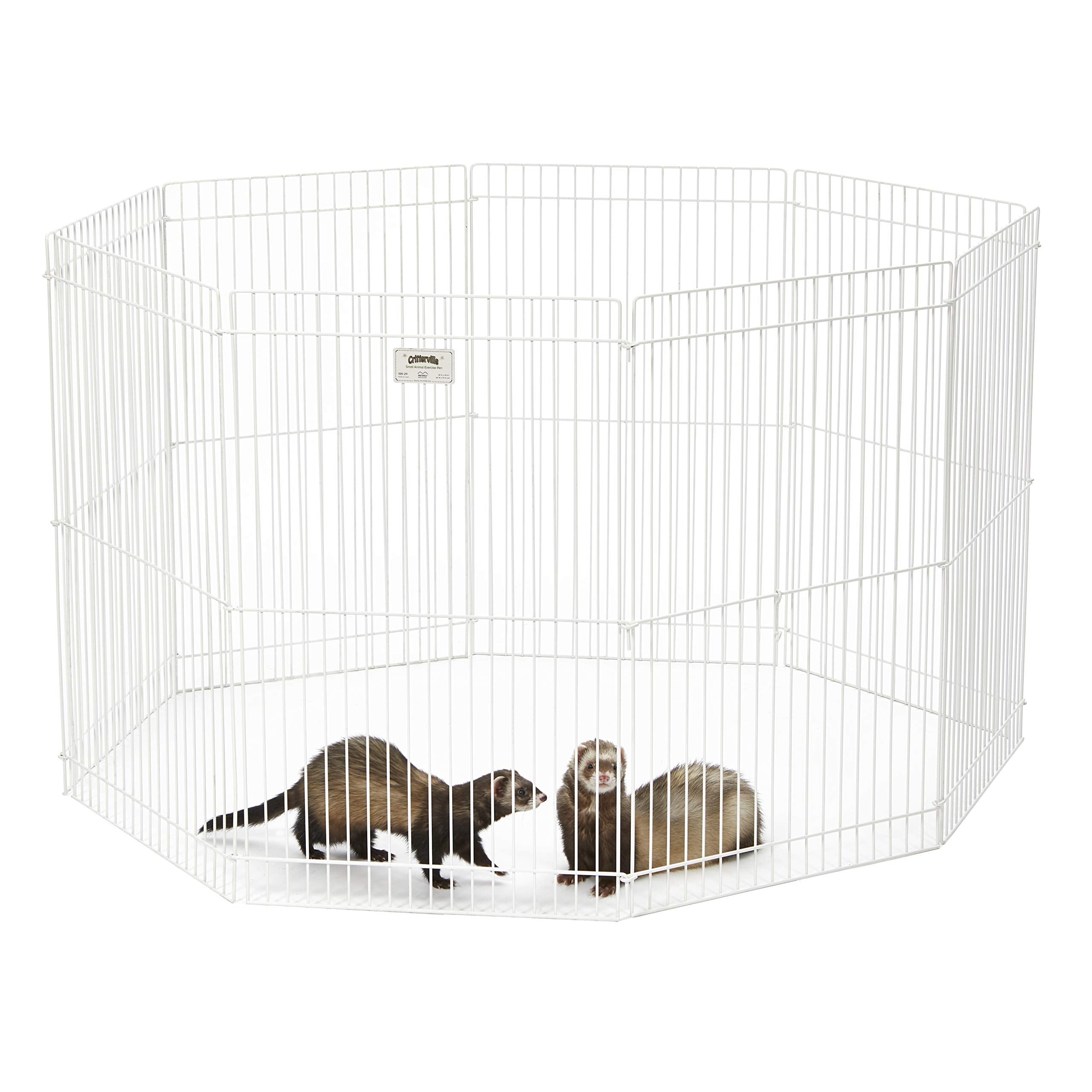 MidWest Homes for Pets Ferret Nation 8-panel exercise pen enables safe indoor play for small pets.