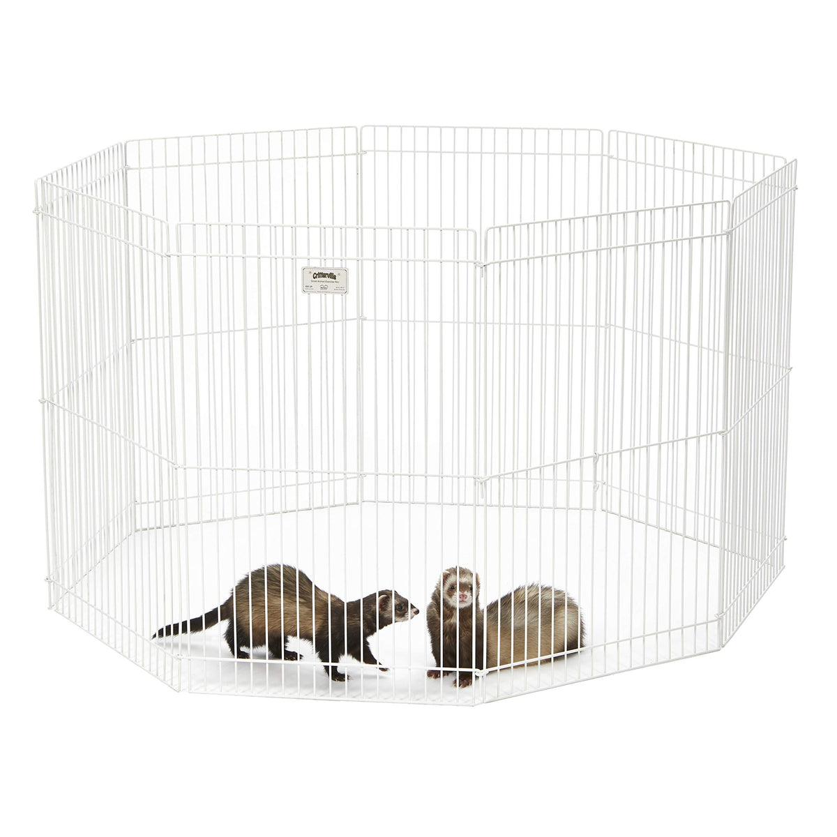 MidWest Homes for Pets Ferret Nation 8-panel exercise pen enables safe indoor play for small pets.