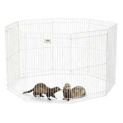 MidWest Homes for Pets Ferret Nation 8-panel exercise pen enables safe indoor play for small pets.