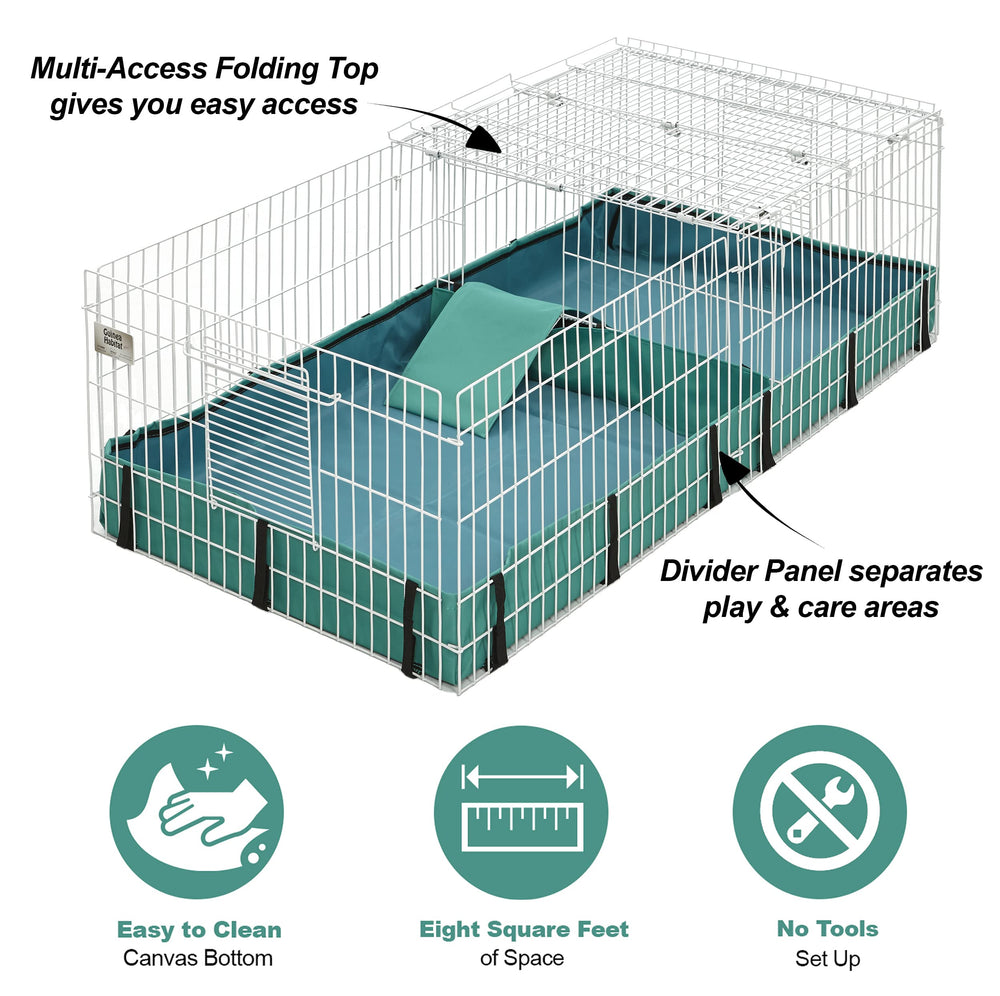 MidWest Homes for Pets Guinea Habitat Plus divider panel separates play and care areas.