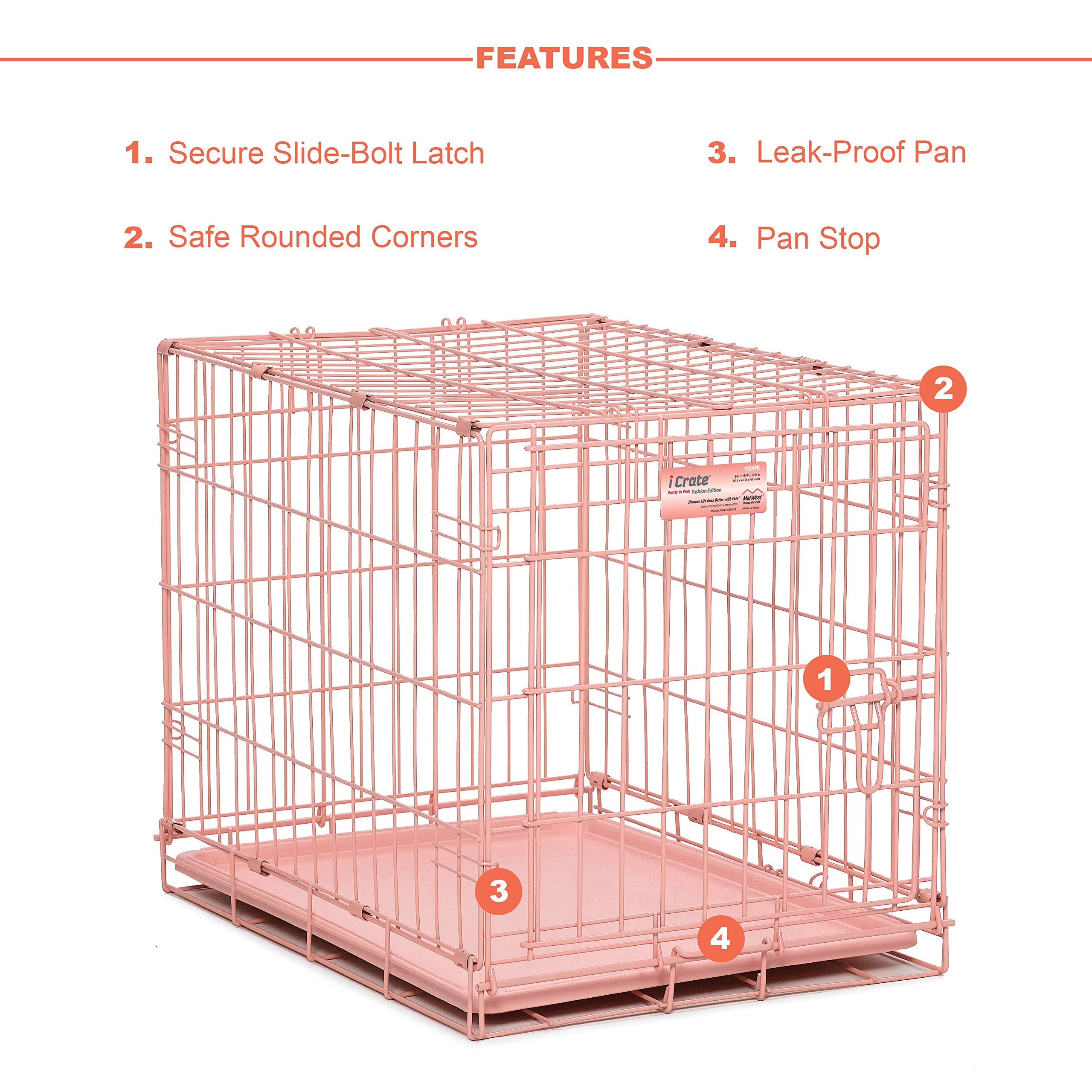 MidWest iCrate divider panel detail showing growth with puppy.