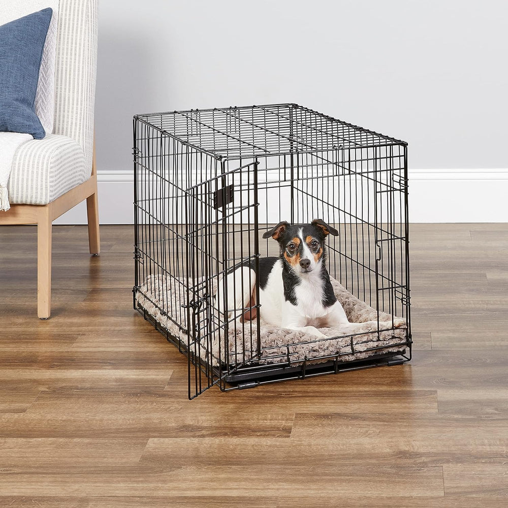 MidWest iCrate with divider panel demonstrates puppy to adult growth.