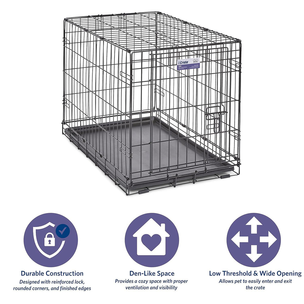 MidWest iCrate leak-proof tray for simple cleaning after meals.