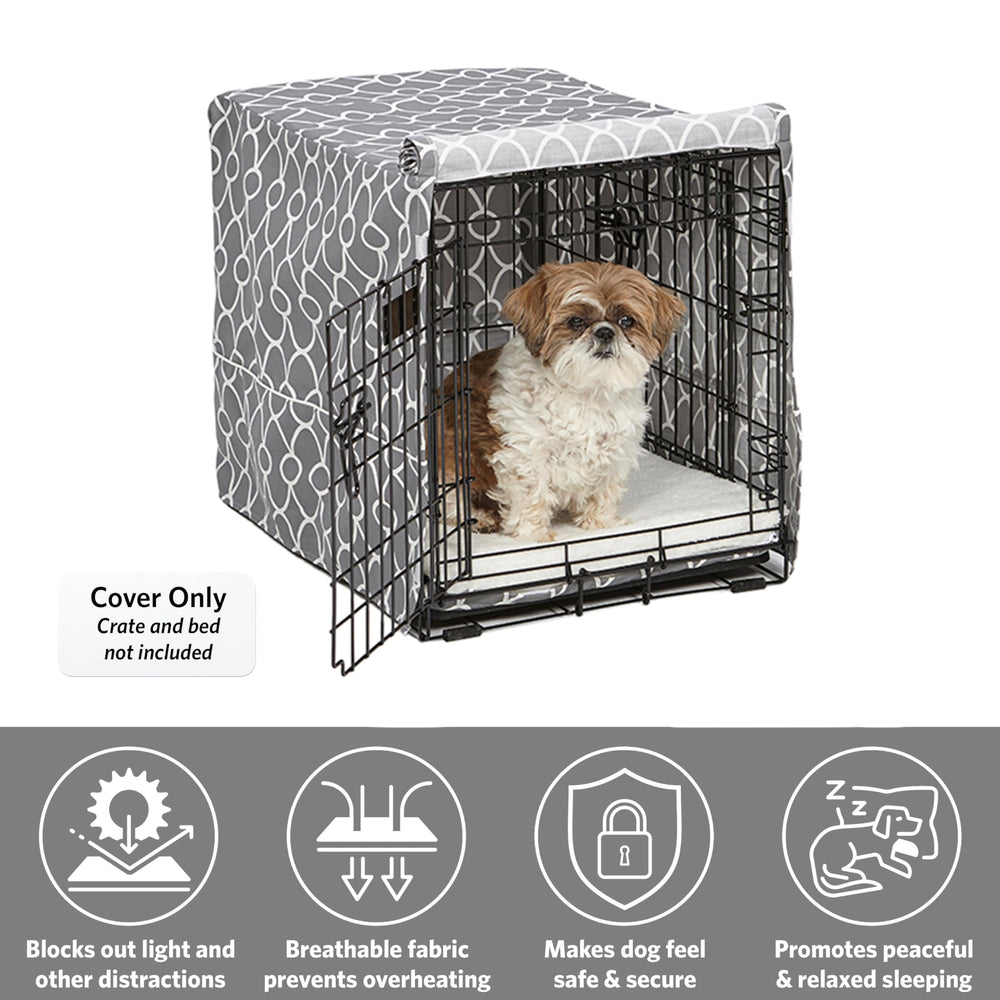 MidWest Homes for Pets crate cover creates privacy and a calming den-like space.