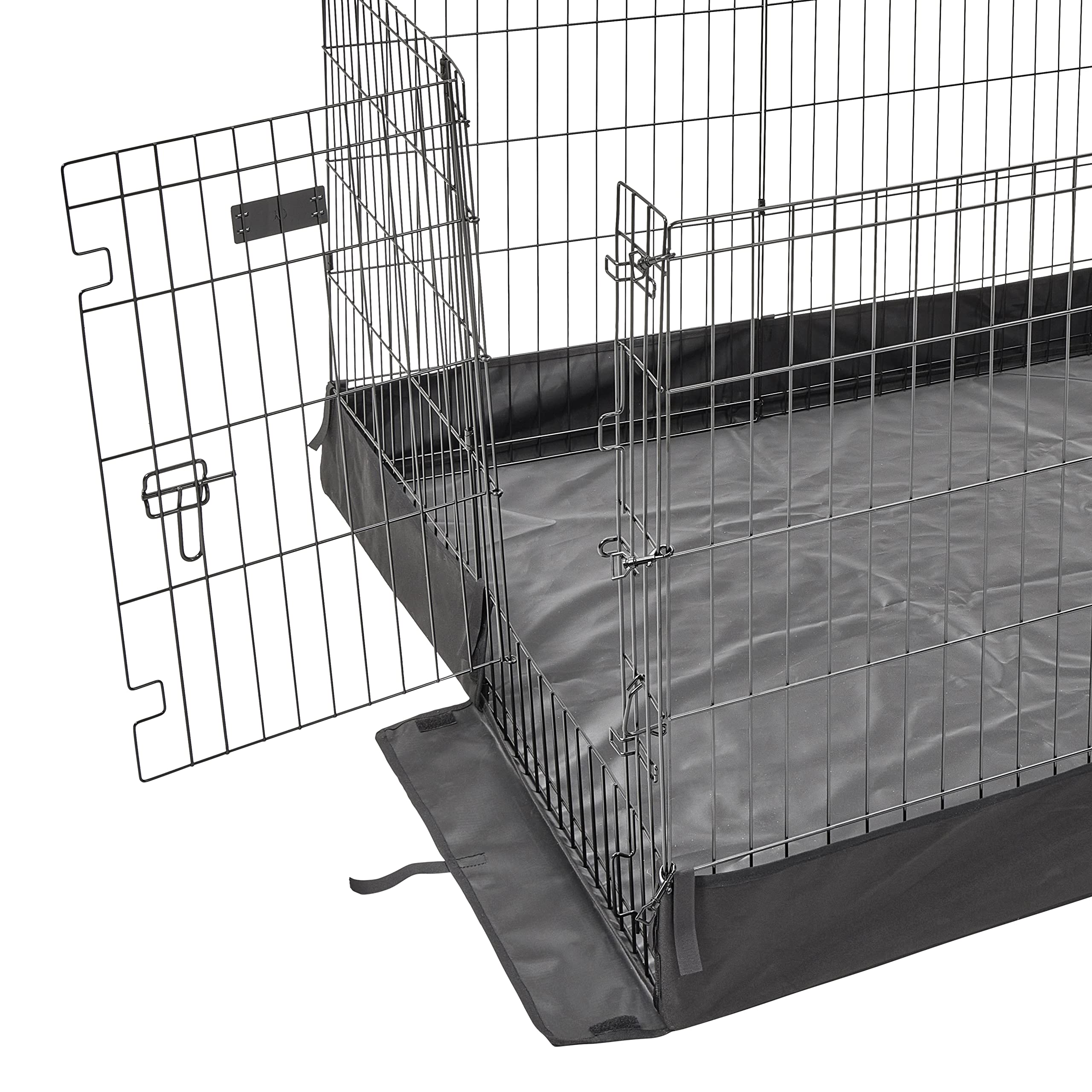 MidWest square pen installation shows quick setup with hook and loop tabs