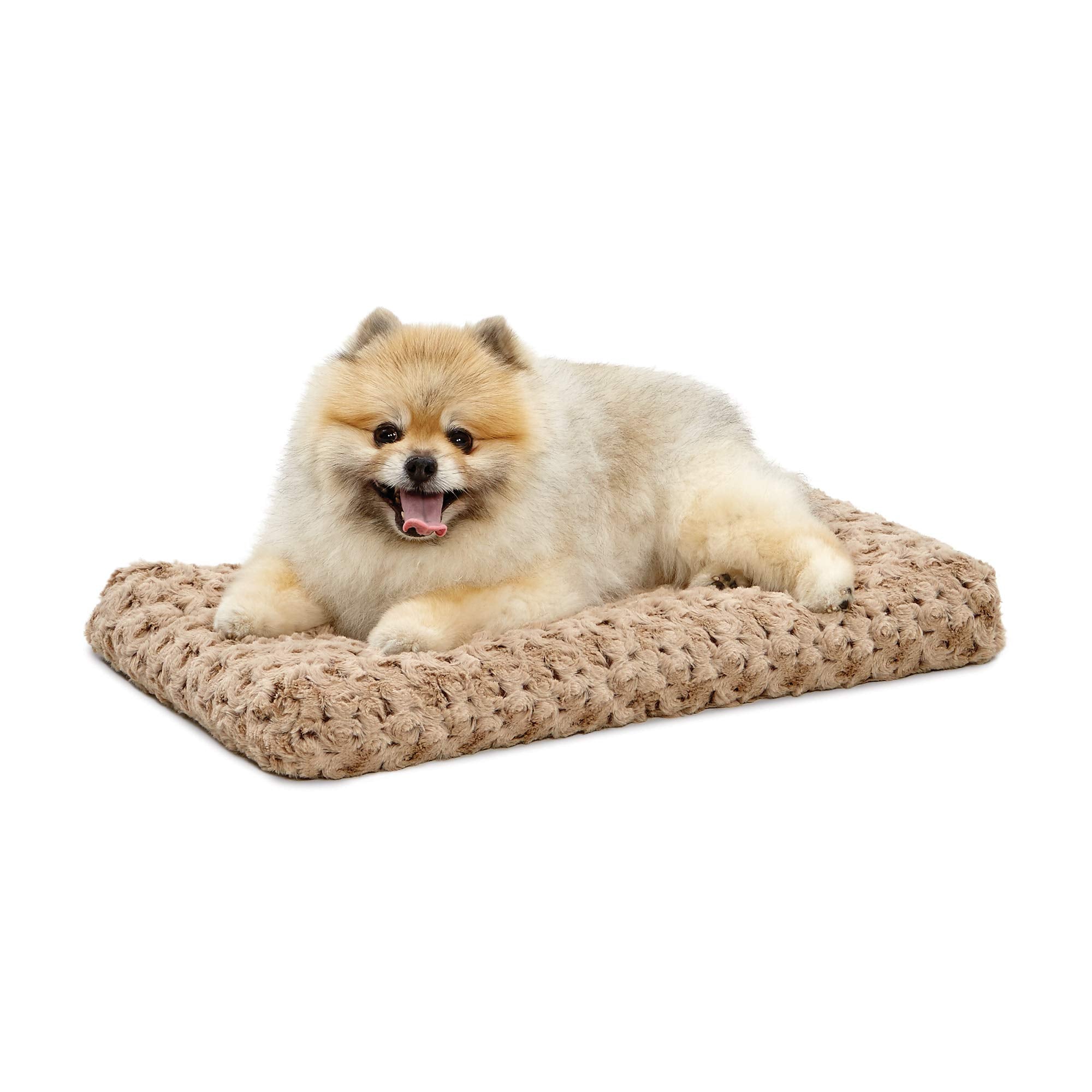 MidWest Homes for Pets XS QuietTime Deluxe bed in mocha ombre swirl offers crate-ready comfort.