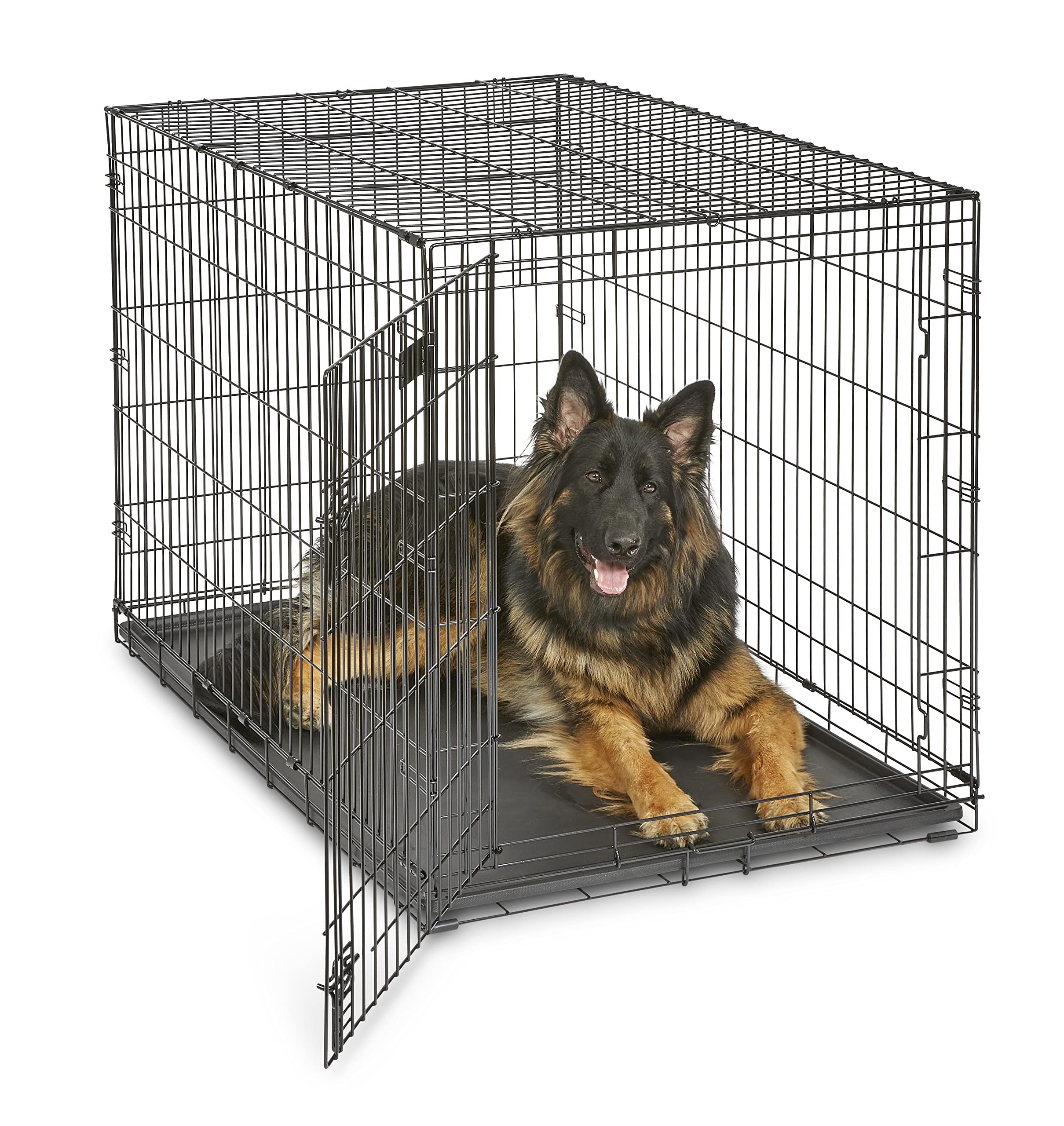 MidWest iCrate 48-inch assembly shows sturdy metal wire and black e-coat finish for durability.