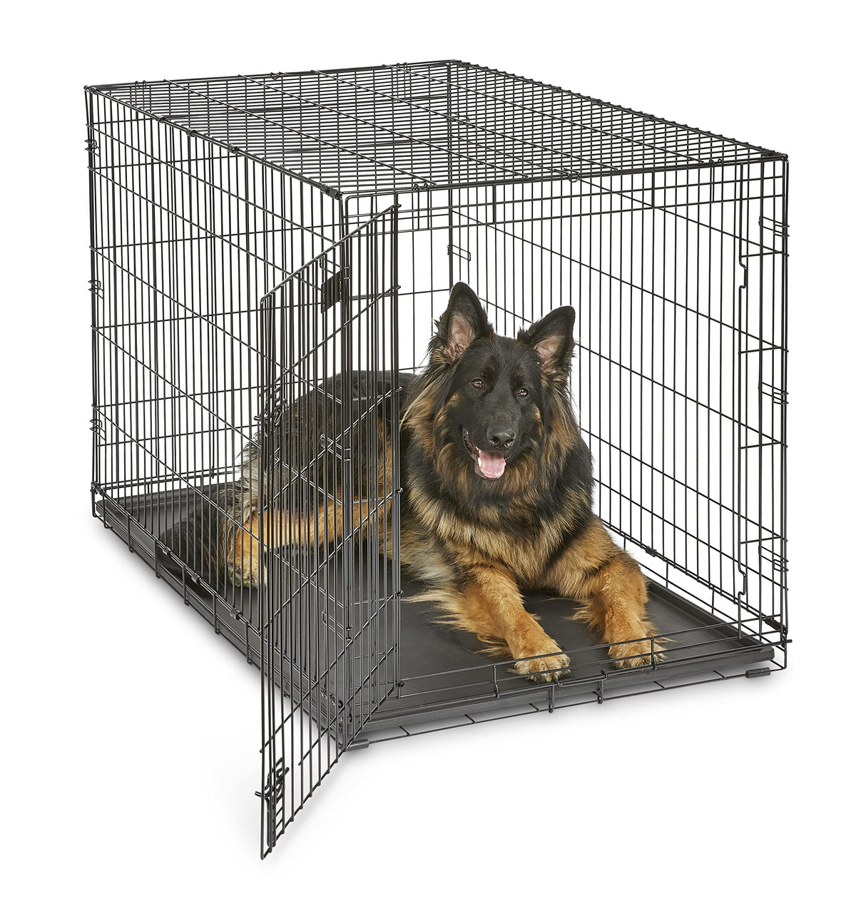 MidWest iCrate 48-inch assembly shows sturdy metal wire and black e-coat finish for durability.