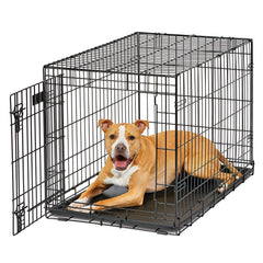 MidWest LifeStages 36-inch crate front view with secure Paw Block
