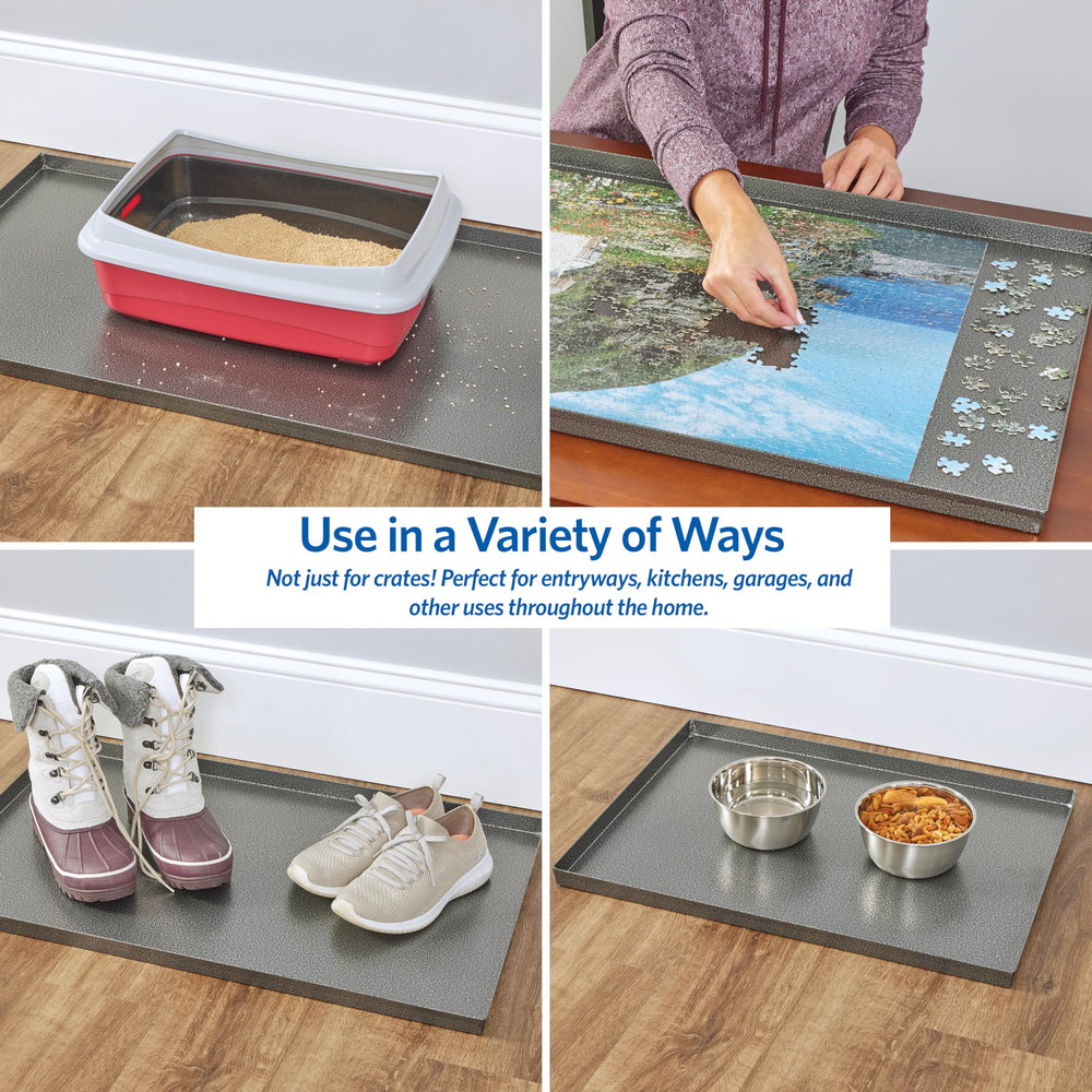 Multi-use tray suitable for indoor and outdoor spaces.