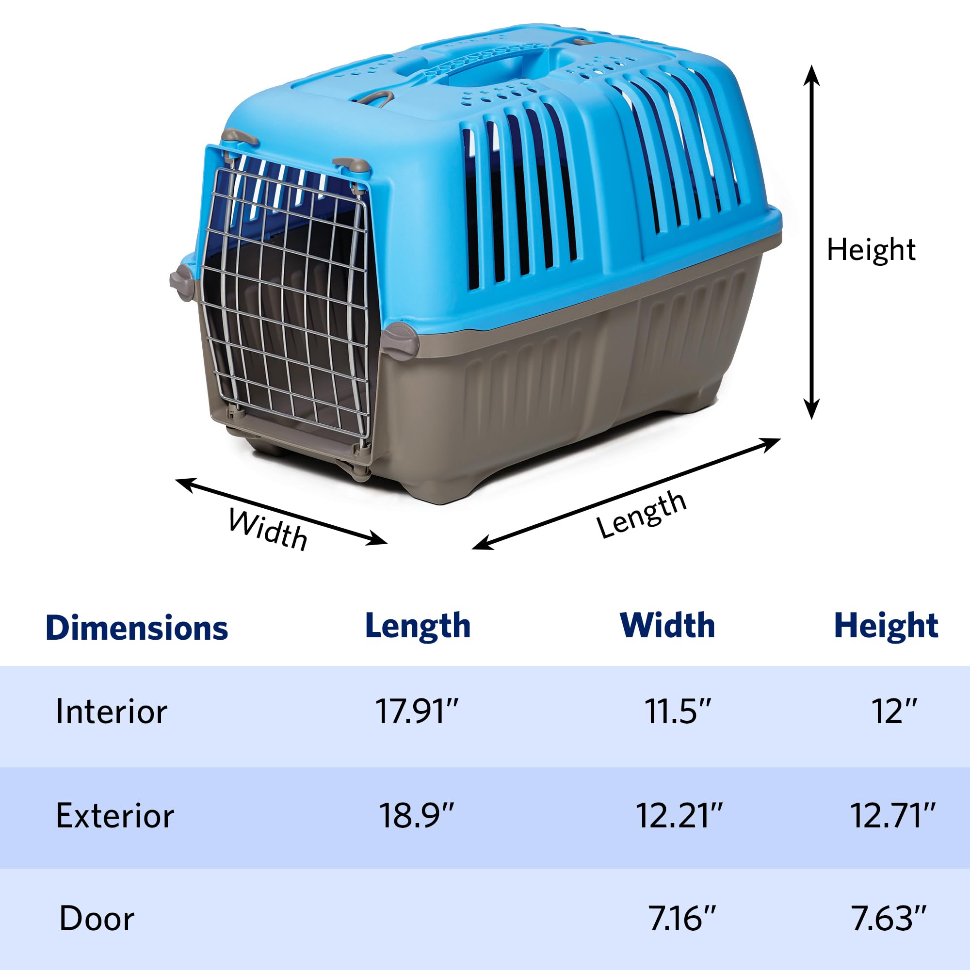 MidWest Spree 19-inch blue interior space for cozy small pets.