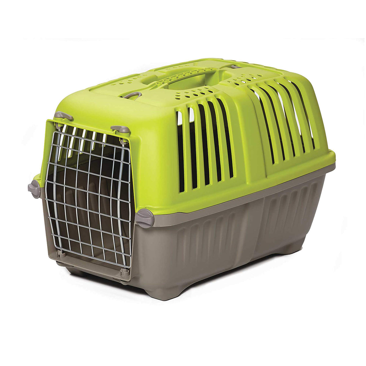 MidWest Spree green carrier with a sturdy handle for easy transport.